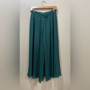 Chumbak Pleated Wide-Leg Teal Palazzo Pants